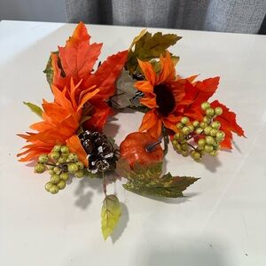 Fall harvest candle ring wreath tabletop/door decor. 11.5”‘length